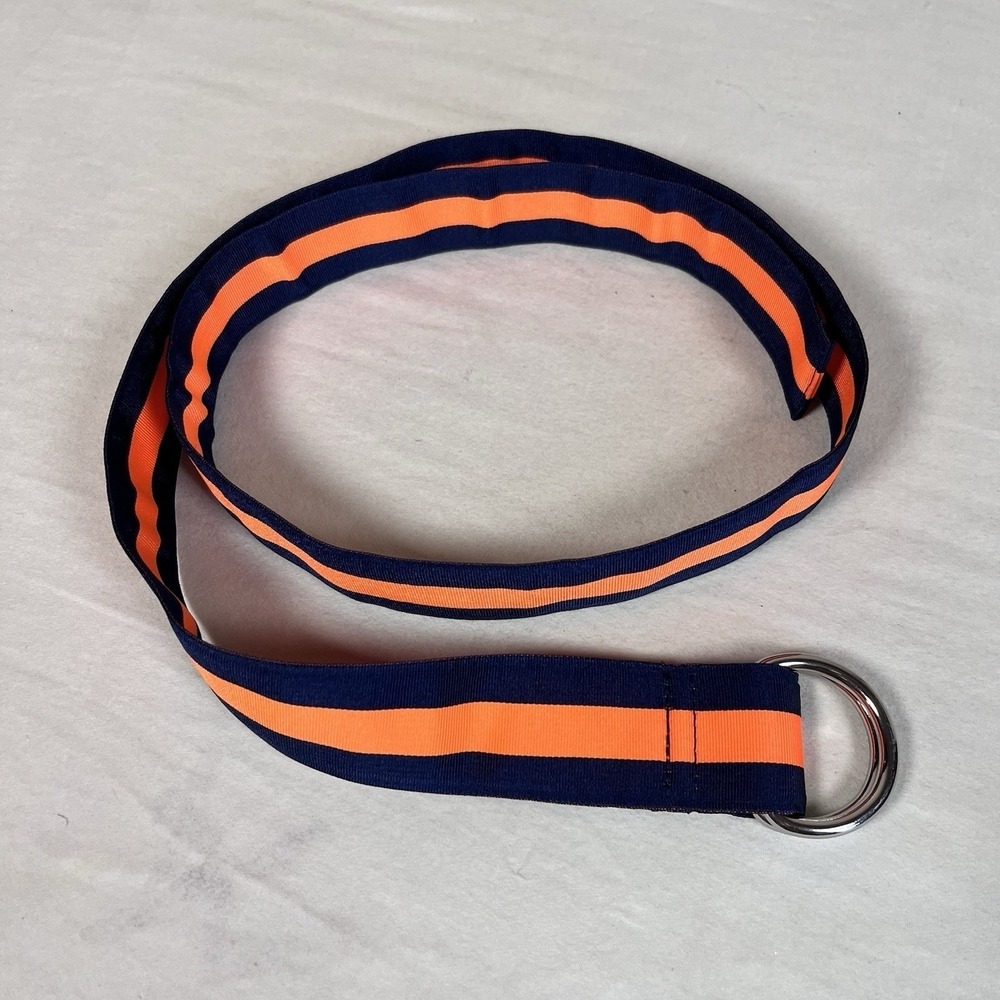 Vineyard Vines Women's Small D-Ring Belt Blue Orange Striped Preppy Classic 43"